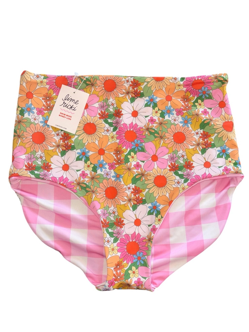 Lime Ricki Groovy Blooms Reversible Swim Bottom NWT